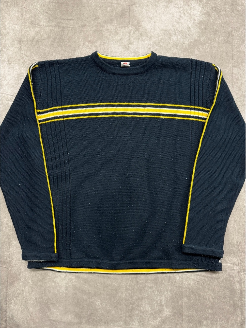 Vintage 90s Anchor Blue Striped Knit Sweater Navy Yellow Mall Goth Skater XL
